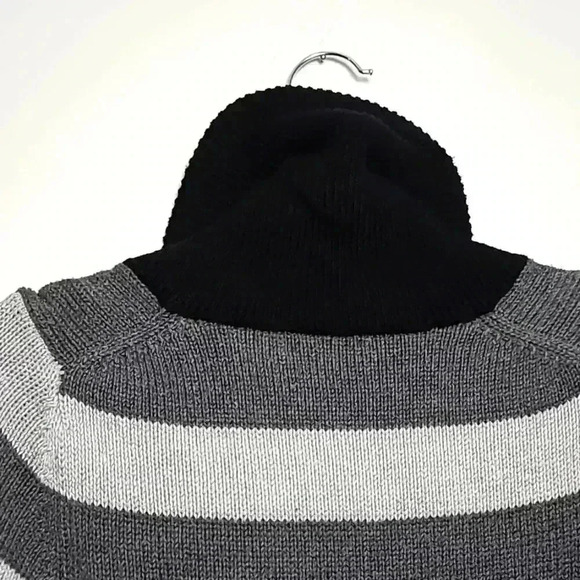 GAP Striped Cowl Neck Sweater In Black And Grey Size Medium - Picture 6 of 9